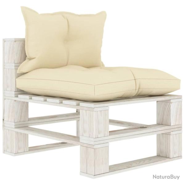 Canap� palette de milieu de jardin avec coussins cr�me Bois
