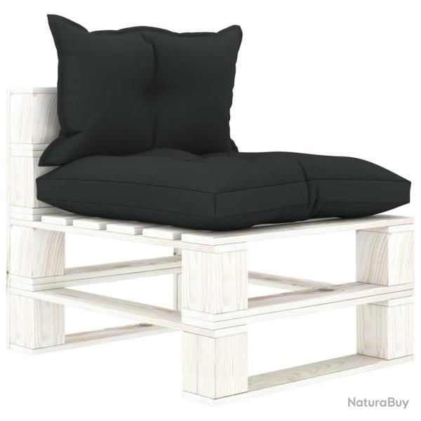 Canap� palette de milieu de jardin et coussins anthracite Bois