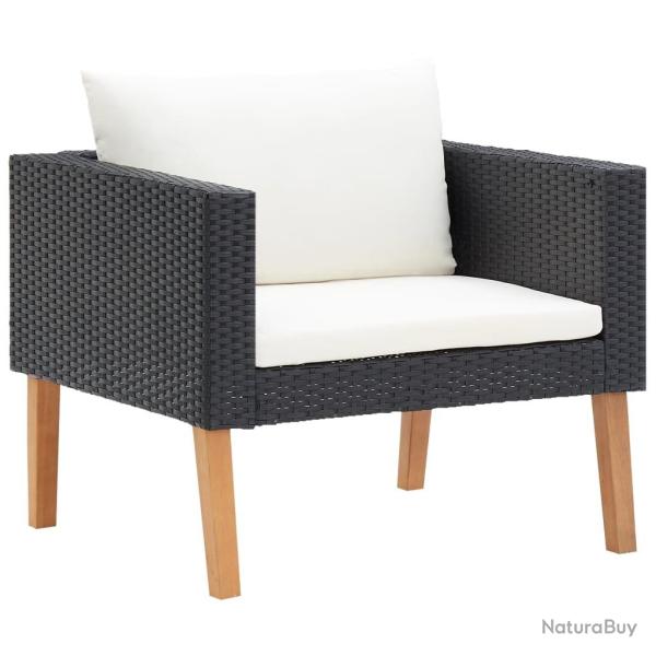 Canap� simple de jardin avec coussins R�sine tress�e Noir