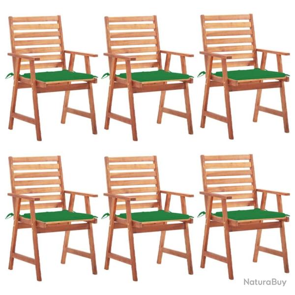Chaises � manger d'ext�rieur lot de 6 et coussins Acacia massif