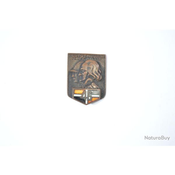 Insigne 46e R�giment Infanterie 46RI, Plutot Mourir que Faillir, Klein & Quenzer. Orange translucide