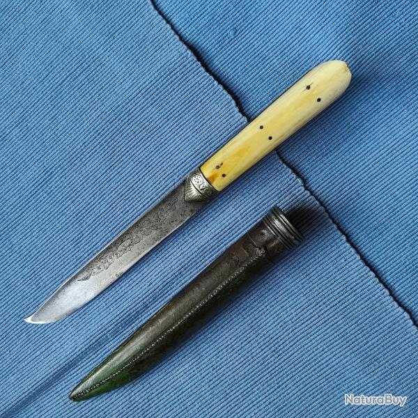 Beau Couteau Cr�tois ancien avec fourreau fin XIX/d�but 20�