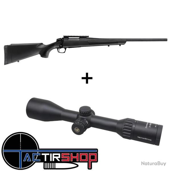 Pack Affut Carabine CVA Cascade Black Cerakote 308 Win + lunette Vector Optics Continental 3-18x50