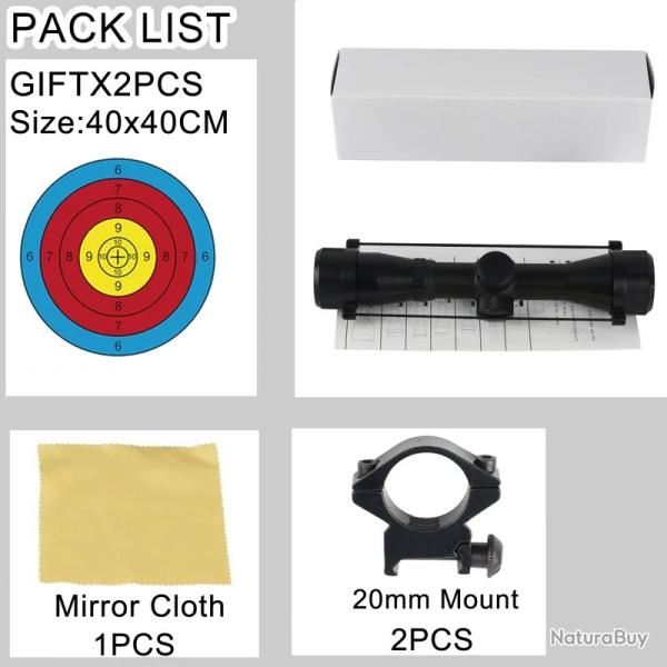 Lunette de vis�e � grand angle 4X32 -**20MM - LIVRAISON GRATUITE PAIEMENT 3/4 FOIS