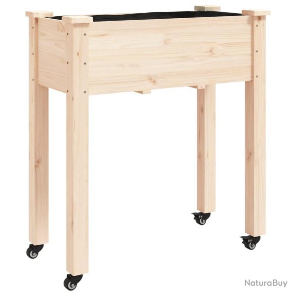 Jardini�re bac lit sur�lev� plantes fleurs terrasse jardin sur roues avec doublure 71 x 37 x 80 cm