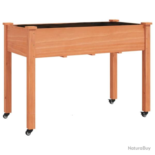 Jardini�re bac lit sur�lev� plantes fleurs terrasse jardin sur roues avec doublure brun 118 x 59 x