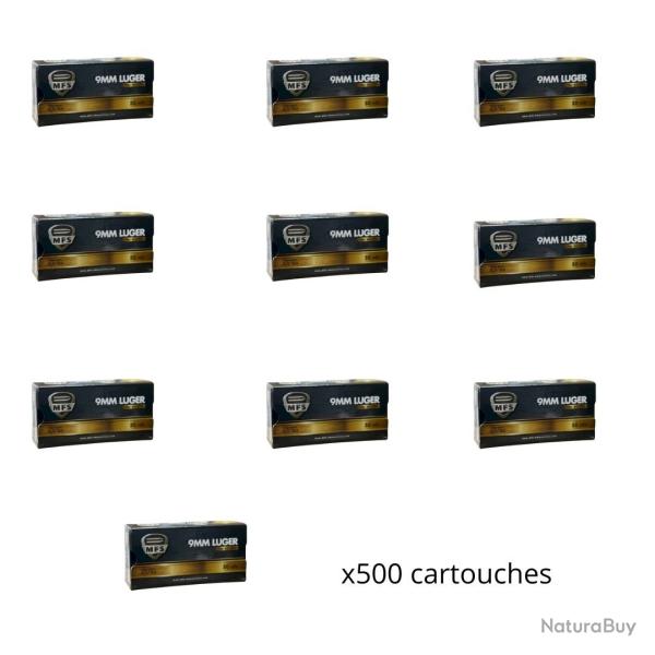 Munitions MFS cal.9mm luger fmj 124gr 8g par 500