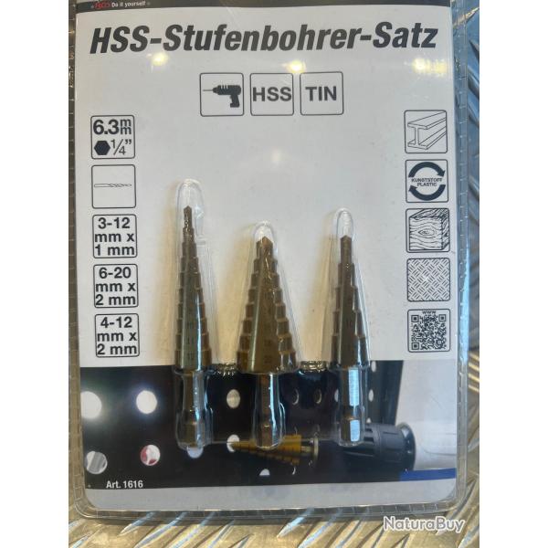 BGS Diy 1616 Jeu de 3 fraises HSS � �tages 3-20 mm neuf