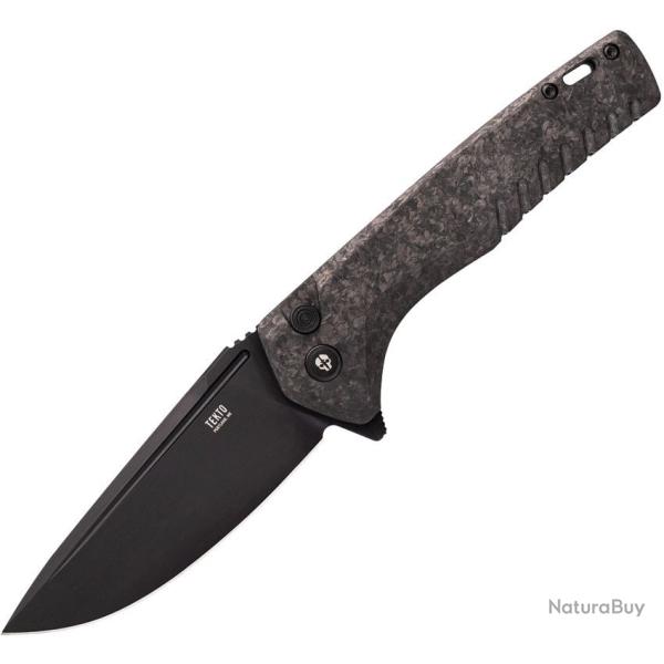 Couteau Tekto F3 Charlie Lame D2 Rev�tue Titane Manche Fibre de Carbone Button Lock USA TKTF3CBKBK1