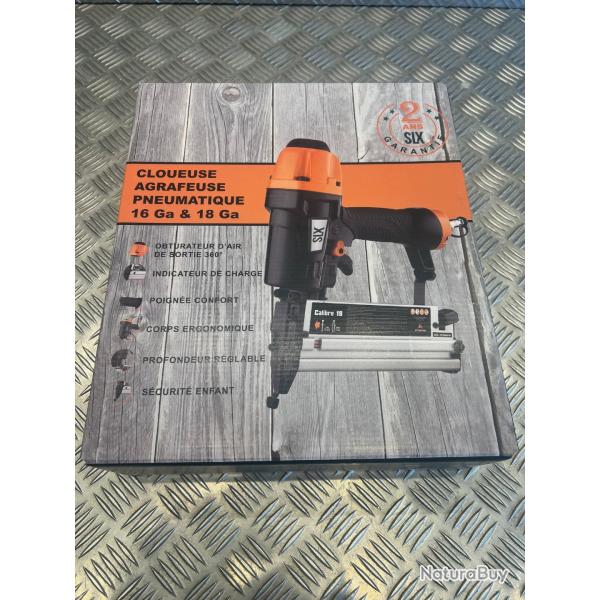 cloueur agrafeuse pneumatique 3 en 1 slx 18 GA - 16 GA clous 15-50 mm + assortiment clou neuf
