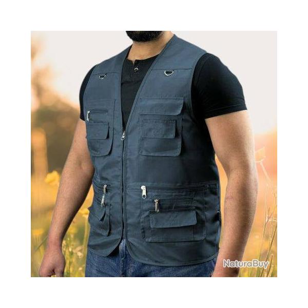 Gilet utilitaire multipoches Bleu