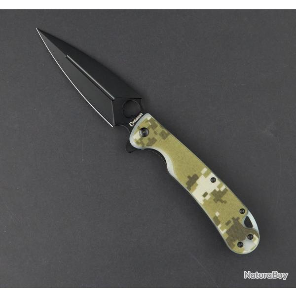 Couteau Daggerr Arrow Camo Lame Dagger Acier D2 DLC Manche G10 Camo Clip Linerlock DGR1CAMDLC