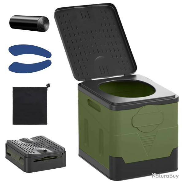 TOILETTE PORTABLE PLIANTE D'URGENCE VOYAGE CAMPING VOITURE PLAGE NATURE PLEIN AIR VERT ARME