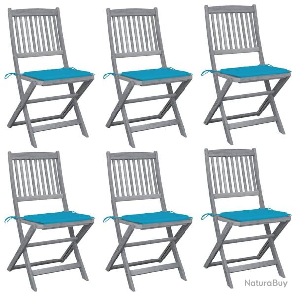 Chaises pliables d'ext�rieur lot de 6 et coussins Bois d'acacia