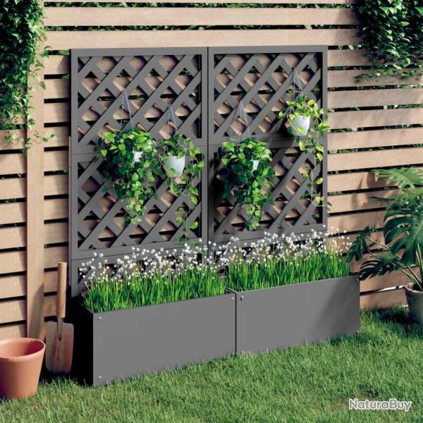 Jardini�res en treillis 2 pcs Gris 65x33x135 cm WPC