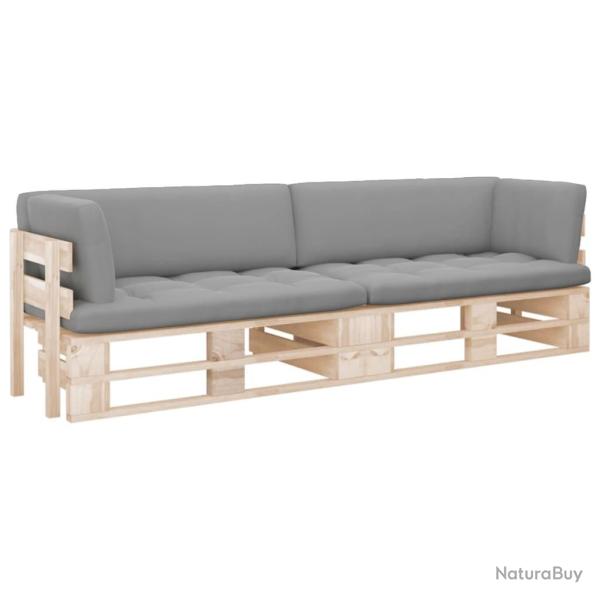 Canap� palette 2 places avec coussins Bois de pin impr�gn�