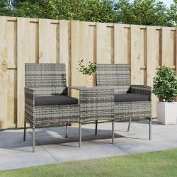 Canap&eacute; jardin 2 places et table basse R&eacute;sine tress&eacute;e Anthracite