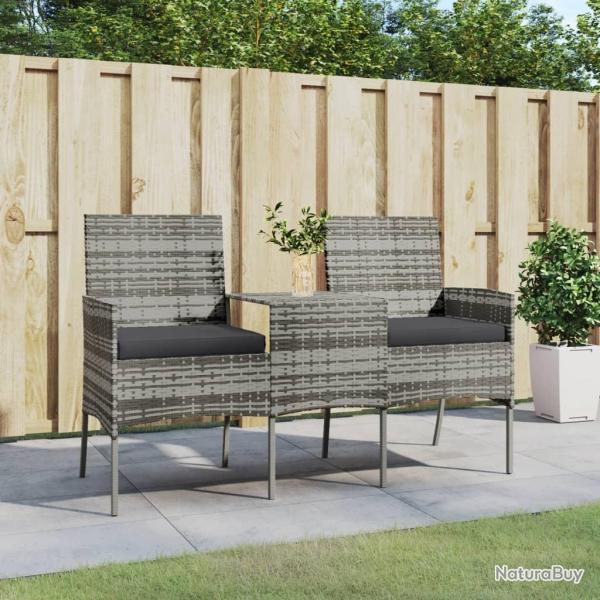 Canap� jardin 2 places et table basse R�sine tress�e Anthracite