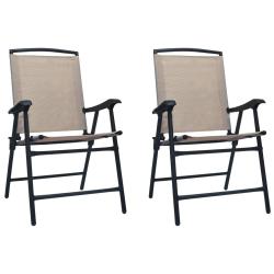 Chaises de jardin pliables lot de 2 Textil&egrave;ne Taupe