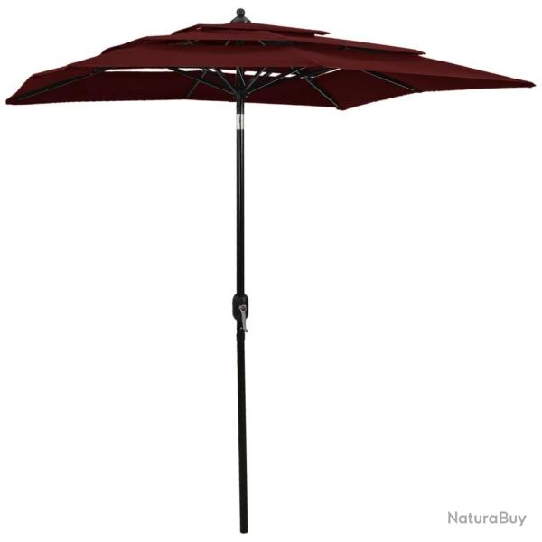 Parasol de jardin  3 niveaux mt en aluminium rouge bordeaux