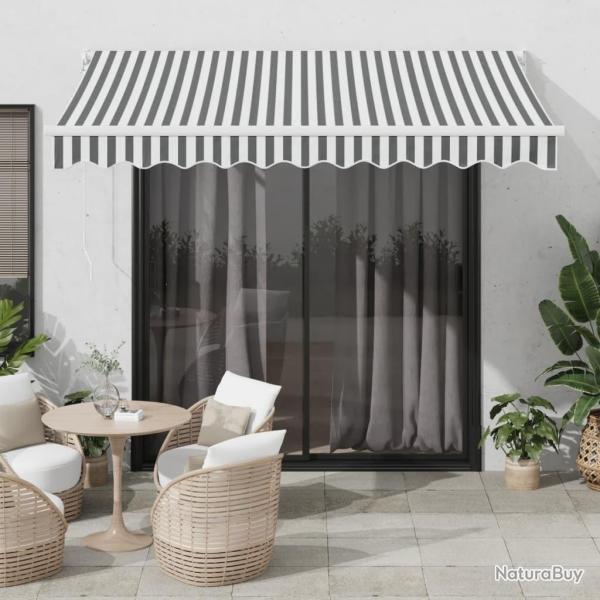 Auvent rtractable anthracite/blanc 3x2,5 m tissu et aluminium