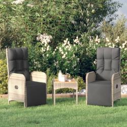 Chaises inclinables d'ext&eacute;rieur et coussins lot de 2 Poly rotin