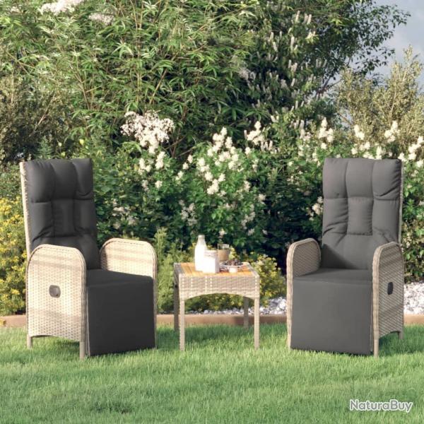 Chaises inclinables d'ext�rieur et coussins lot de 2 Poly rotin