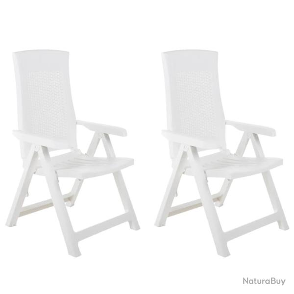Chaises inclinables de jardin lot de 2 Plastique Blanc