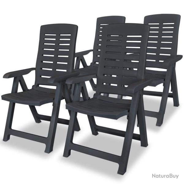 Chaises inclinables de jardin lot de 4 Plastique Anthracite