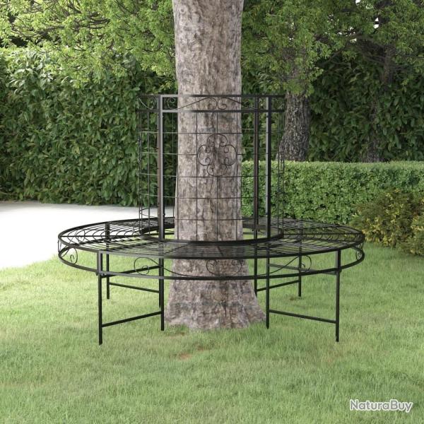 Banc circulaire tour d'arbre 137 cm Noir Acier