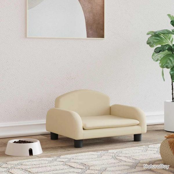 Lit pour chien crme 50x40x30 cm tissu