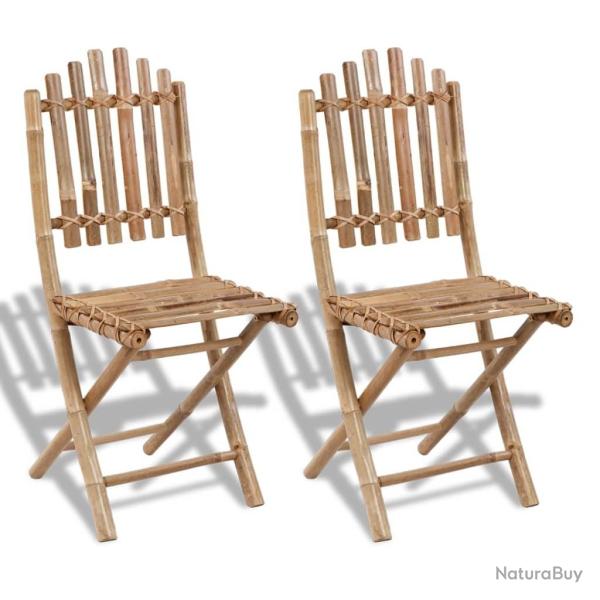Chaises pliables de jardin lot de 2 Bambou