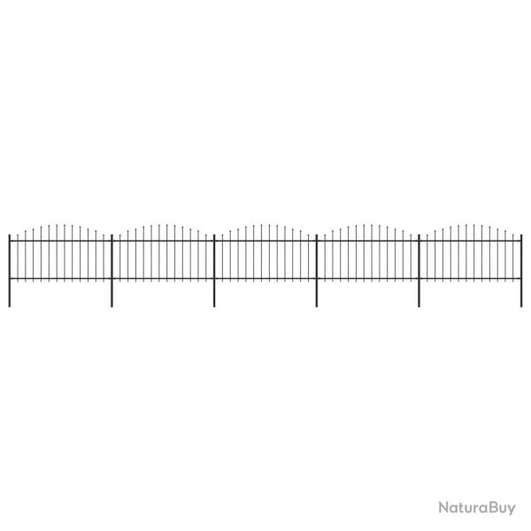 Cl�ture de jardin avec dessus en forme de lance en acier 892,5 x 150 cm Noir