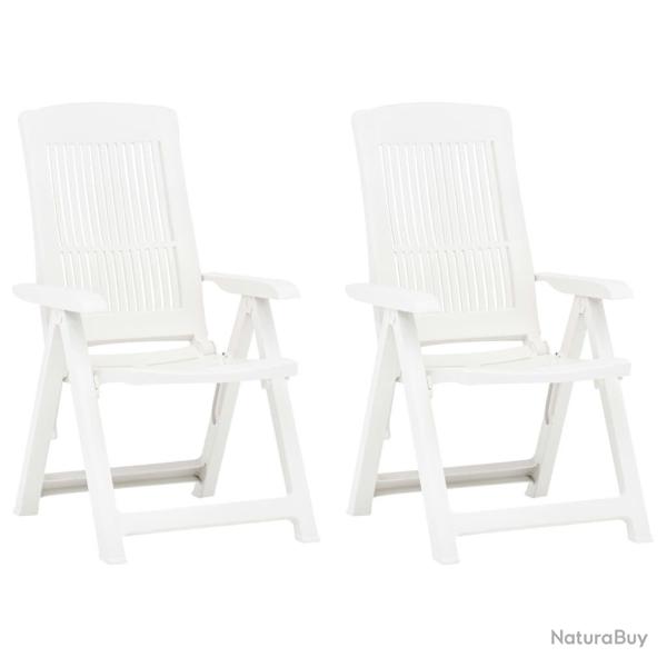 Chaises inclinables de jardin lot de 2 Plastique Blanc
