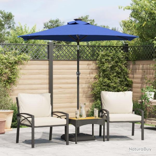 Parasol de jardin LED m�t en acier bleu azur� 225x225x212 cm