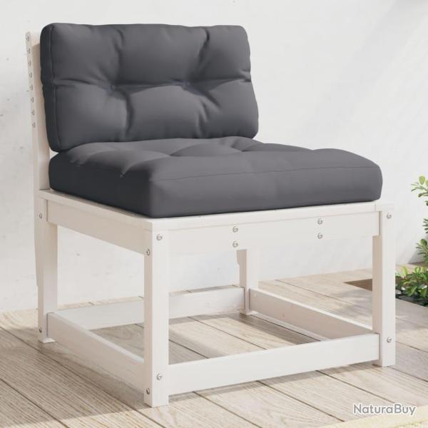 Canap� de jardin avec coussins blanc bois de pin solide