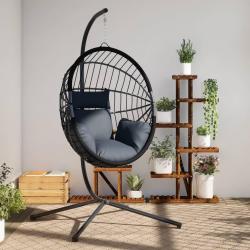 Chaise suspendue en forme d'oeuf avec support anthracite