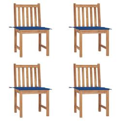 Chaises de jardin lot de 4 avec coussins Bois de teck massif