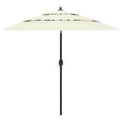 Parasol de jardin &agrave; 3 niveaux avec m&acirc;t en aluminium sable 2,5 m