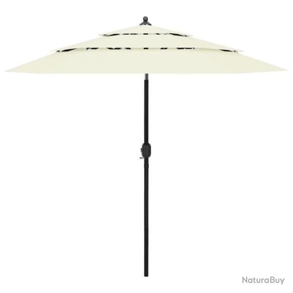 Parasol de jardin  3 niveaux avec mt en aluminium sable 2,5 m