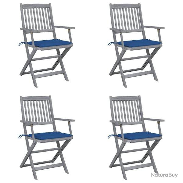 Chaises pliables d'ext�rieur lot de 4 et coussins Bois d'acacia
