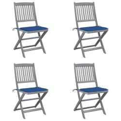 Chaises pliables d'ext&eacute;rieur lot de 4 et coussins Bois d'acacia