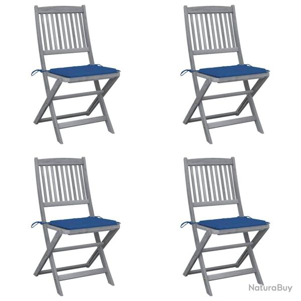 Chaises pliables d'ext�rieur lot de 4 et coussins Bois d'acacia
