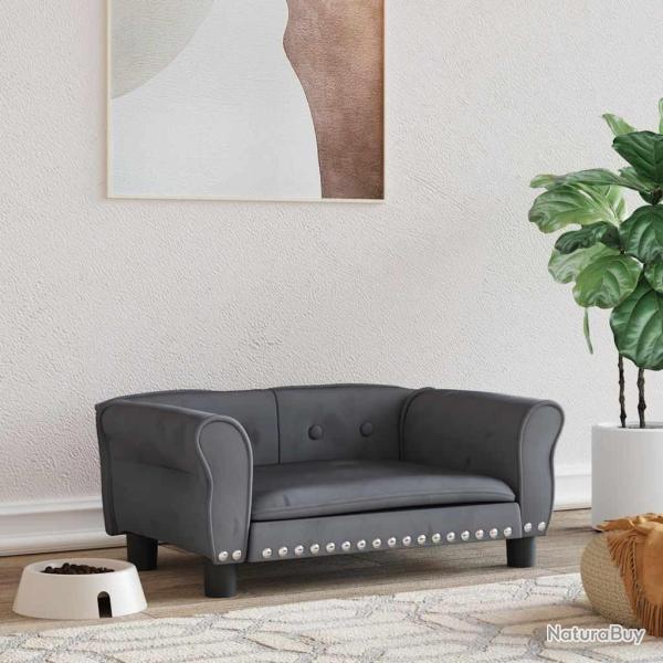 Lit pour chien gris fonc 70x45x30 cm velours