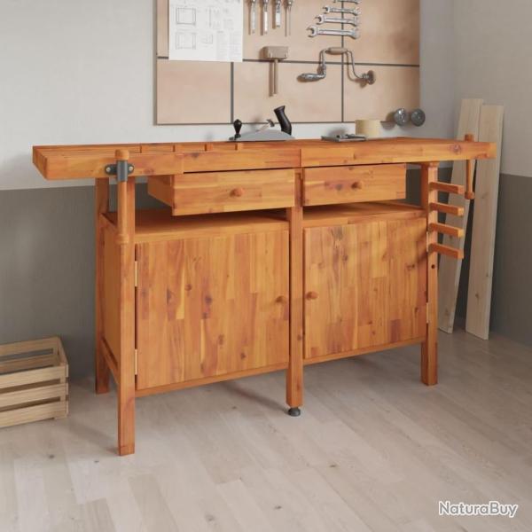 �tabli avec tiroirs et �taux 162x62x83 cm Bois massif d'acacia