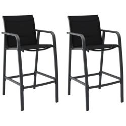 Chaises de bar de jardin lot de 2 Noir Textil&egrave;ne
