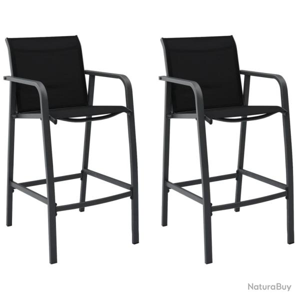 Chaises de bar de jardin lot de 2 Noir Textil�ne