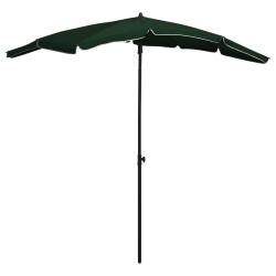 Parasol de jardin avec m&acirc;t 200x130 cm vert