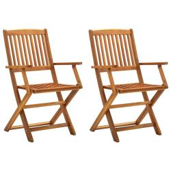Chaises pliables d'ext&eacute;rieur lot de 2 Bois d'acacia solide