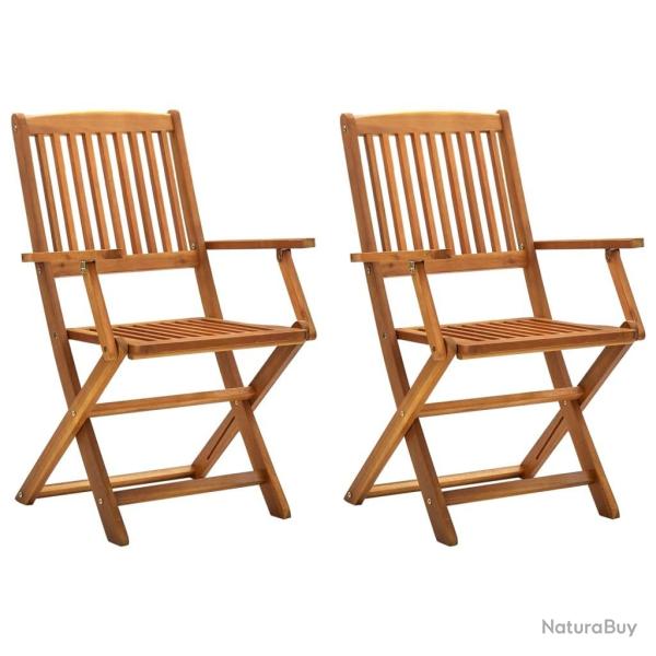 Chaises pliables d'ext�rieur lot de 2 Bois d'acacia solide
